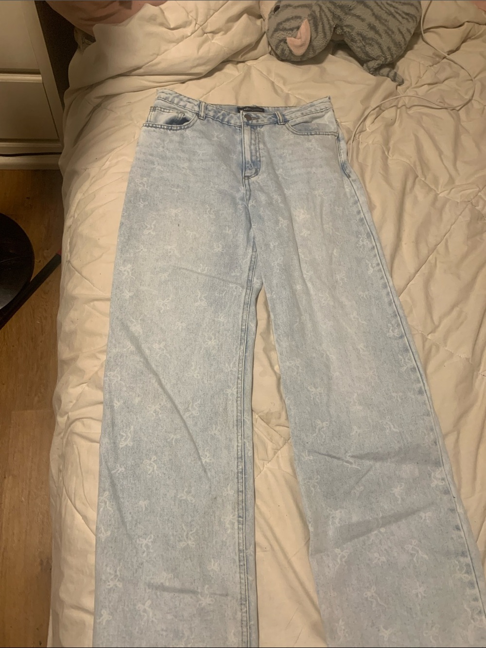 Light Wash Wide Leg Womens Jeans - Light Blue